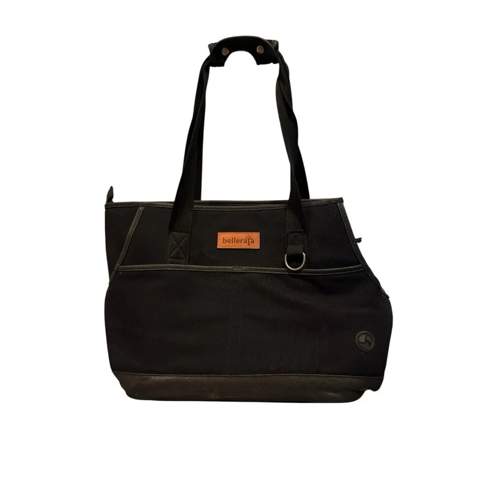 Belleraja Small Travel Dog or Cat Pet Carrier Black with cushion board